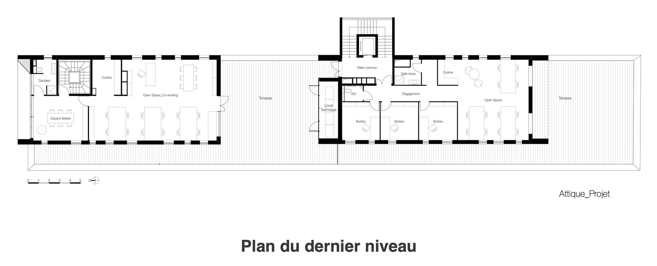 plan attique bureaux